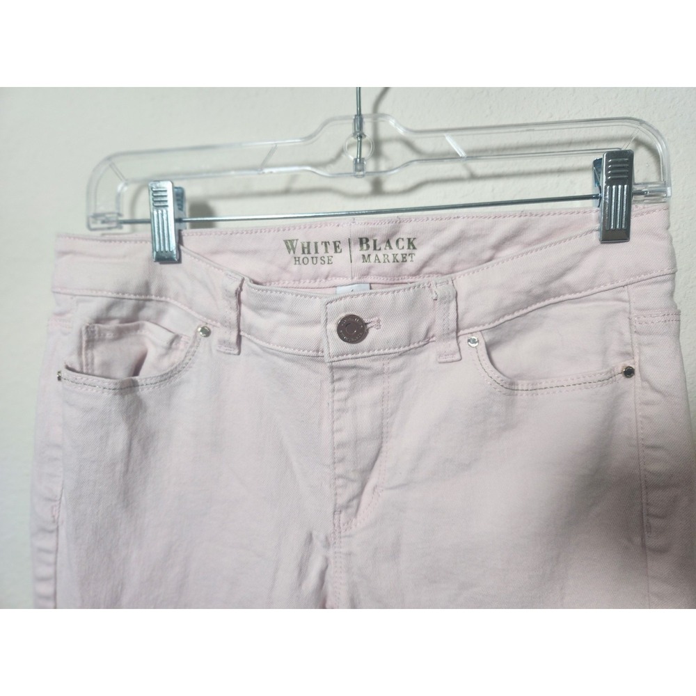 White House Black Market Pink Jeans Size 6 Skinny Ankle Gold Zip Leg Metallic - Picture 5 of 11